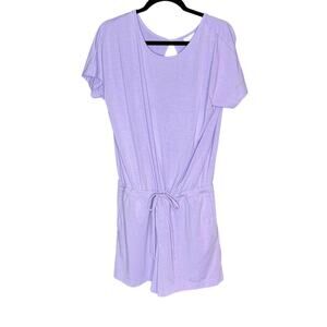 Columbia PFG Slack Water Knit Romper Shorts Shirt Purple Lilac Medium UPF One Pc